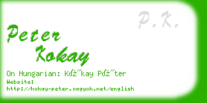 peter kokay business card